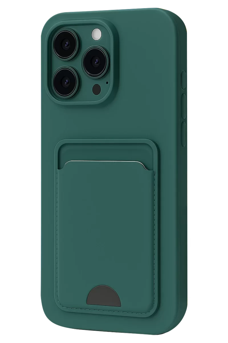 Newface Apple iPhone 16 Pro Kılıf Kelvin Kartvizitli Silikon - Koyu Yeşil