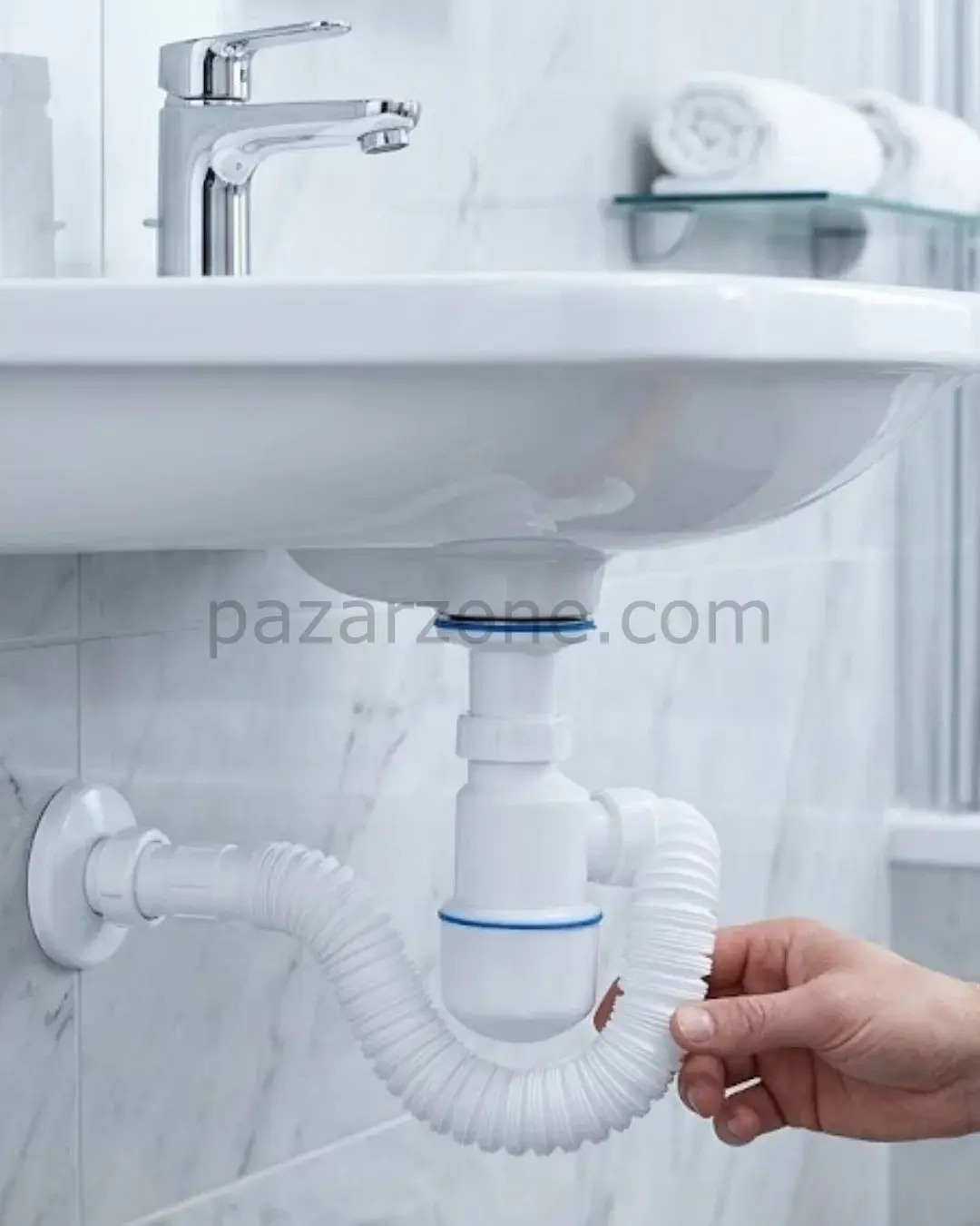 Lavabo Gider Borusu Esnek Hortumlu Sifon Seti Koku Önleyici Dayanıklı Tasarım
