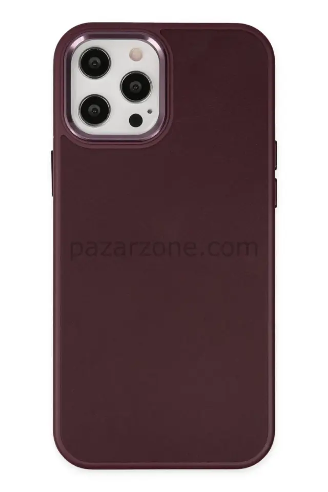 Newface Apple iPhone 12 Pro Max Kılıf Asya Deri Silikon - Mürdüm