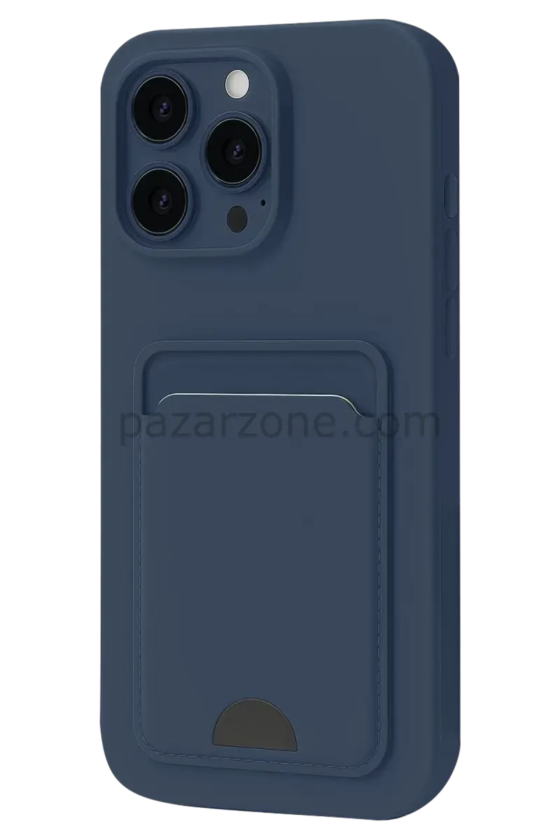 Newface Apple iPhone 16 Pro Kılıf Kelvin Kartvizitli Silikon - Lacivert