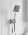 Siyah Duş Seti El Duşu Başlığı Spiral Hortum ve Duvar Askısı Banyo Duş Seti