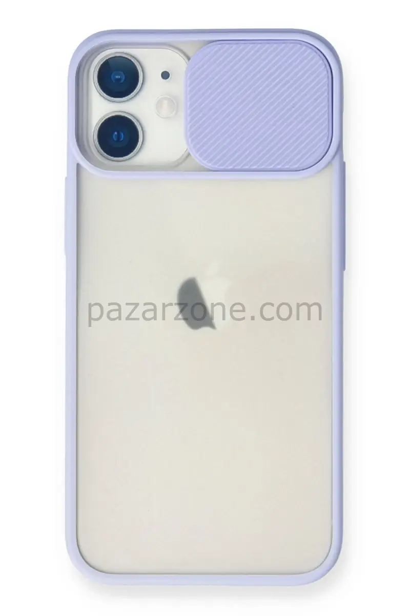Newface Apple iPhone 11 Kılıf Palm Buzlu Kamera Sürgülü Silikon - Lila