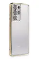 Newface Samsung Galaxy S21 Ultra Kılıf Razer Lensli Silikon - Gold