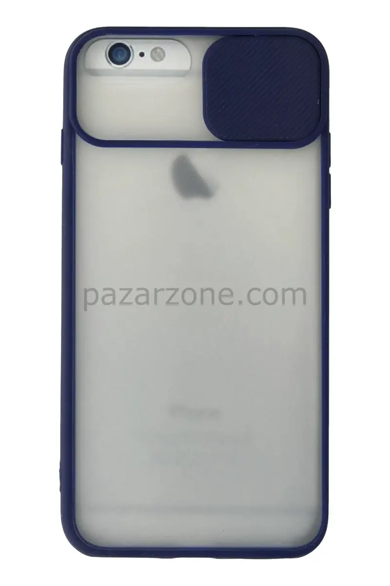 Newface Apple iPhone 6 Plus Kılıf Palm Buzlu Kamera Sürgülü Silikon - Lacivert