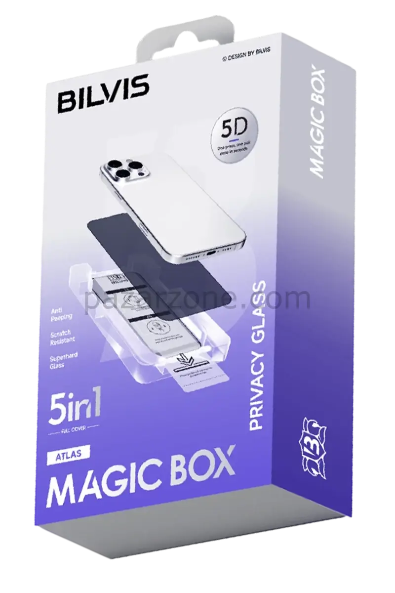 Newface Apple iPhone 14 Bilvis 5in1 5D Magic Hayalet Cam Ekran Koruyucu - Siyah