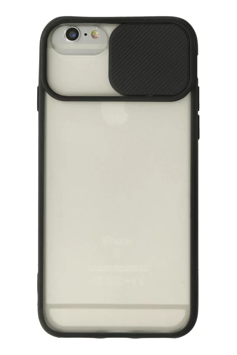 Newface Apple iPhone 6 Plus Kılıf Palm Buzlu Kamera Sürgülü Silikon - Siyah