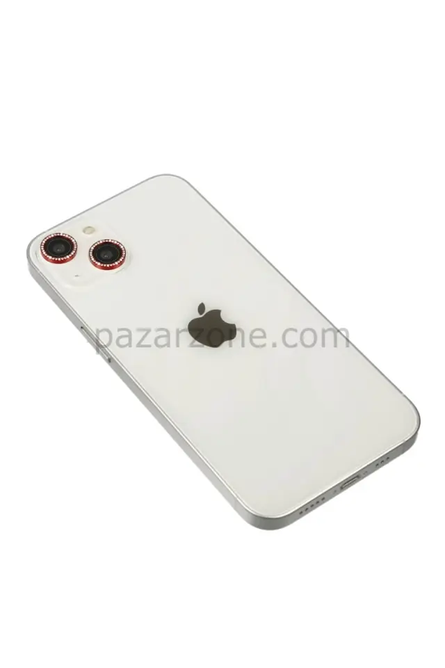 Newface Apple iPhone 14 Diamond Kamera Lens - Kırmızı