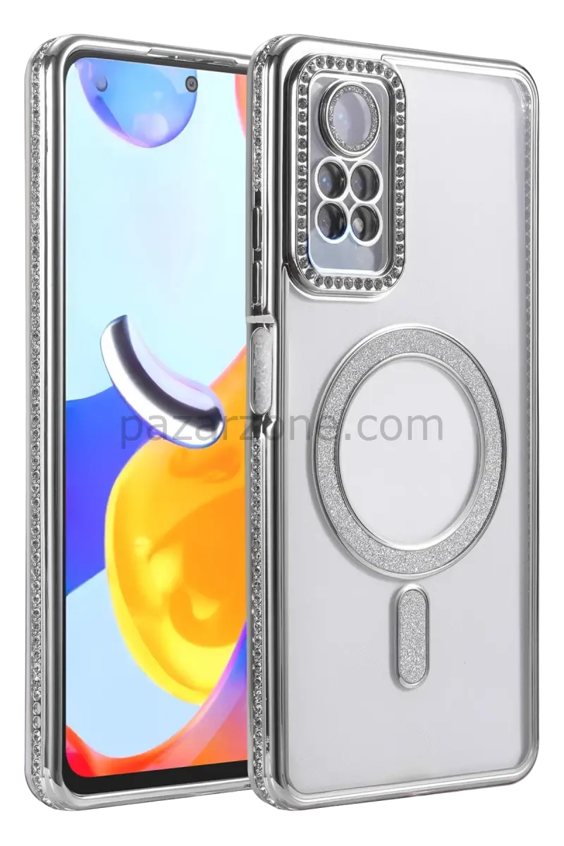 Newface Xiaomi Redmi Note 12 Pro 4G Joke Simli Magneticsafe Kılıf - Gümüş