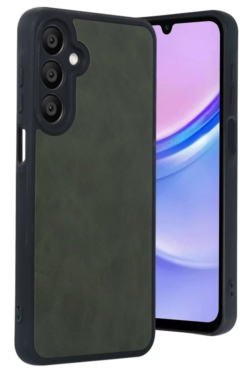 Newface Samsung Galaxy A16 5G Kılıf Aras Deri Kapak - Koyu Yeşil