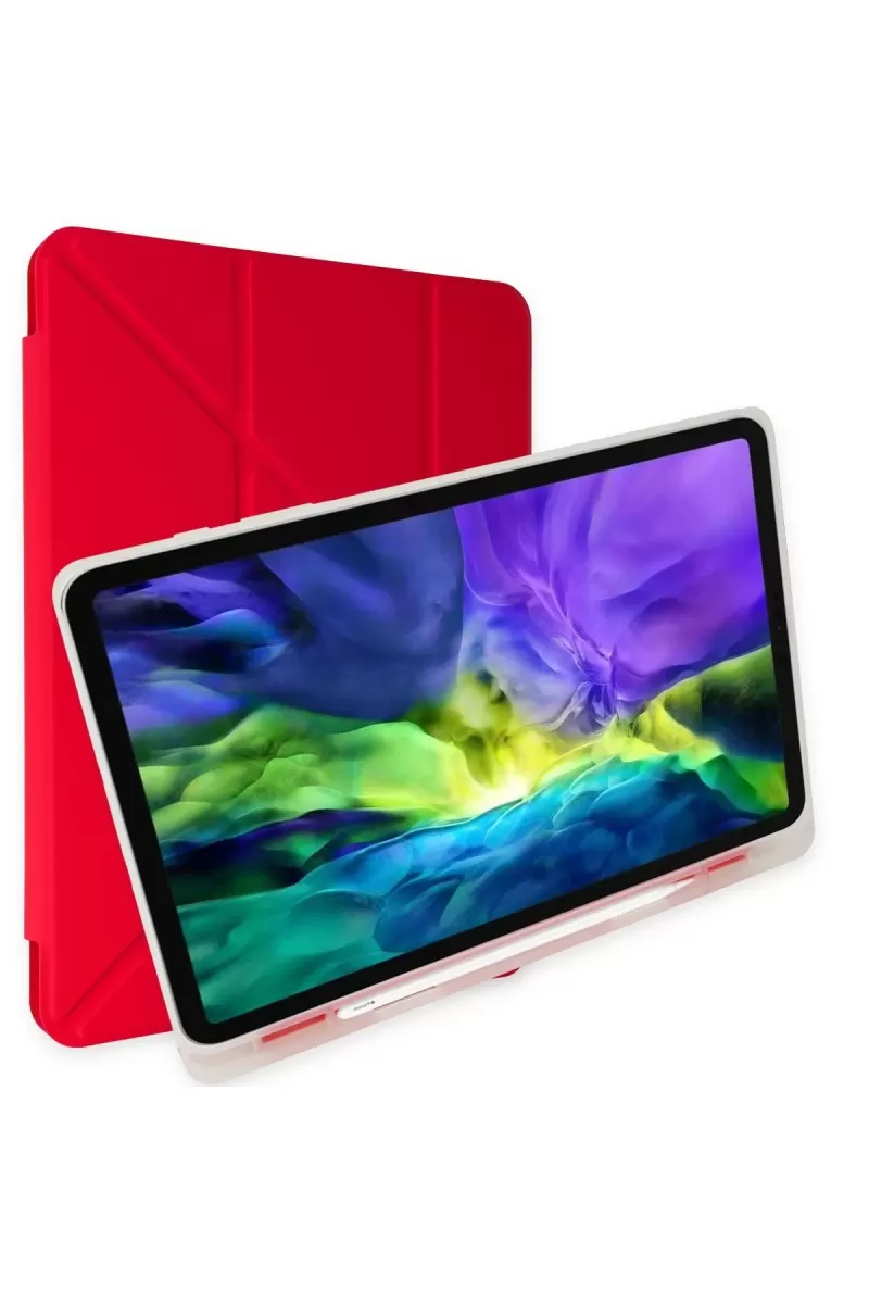 Newface Samsung Galaxy X200 Tab A8 10.5 Kılıf Kalemlikli Mars Tablet Kılıfı - Kırmızı