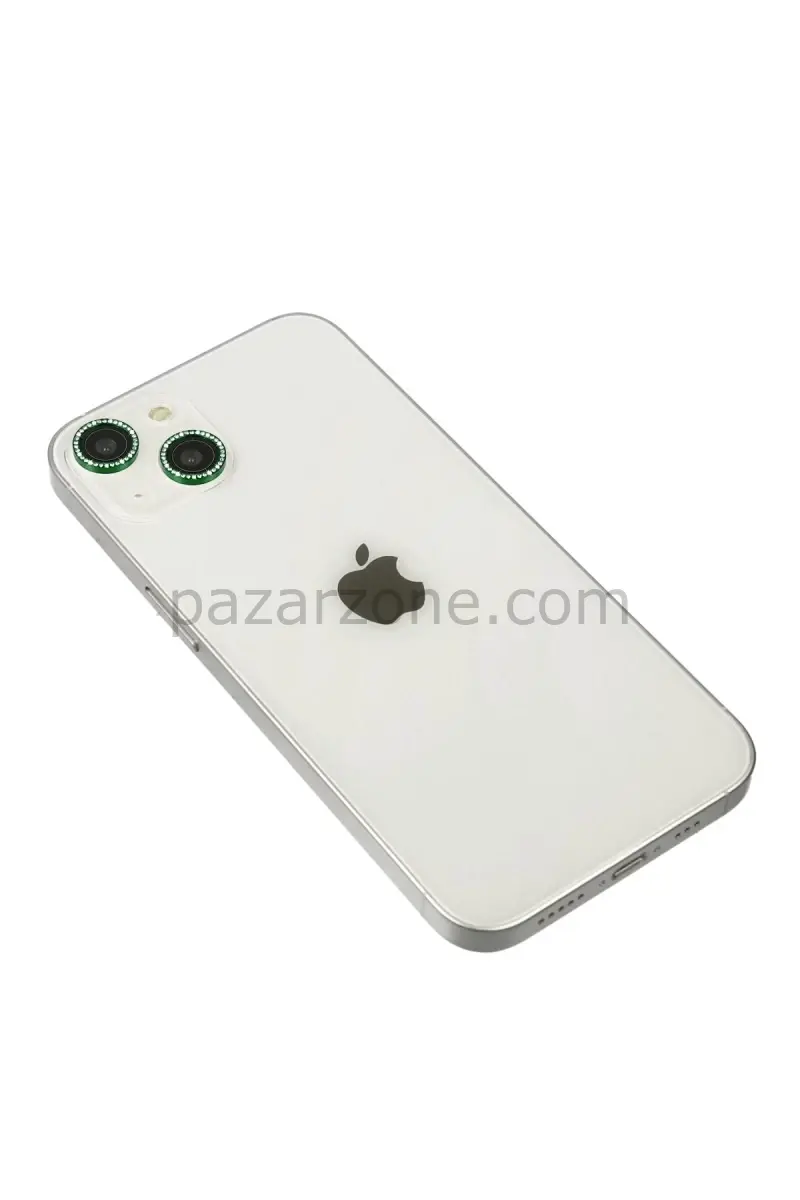 Newface Apple iPhone 14 Diamond Kamera Lens - Yeşil