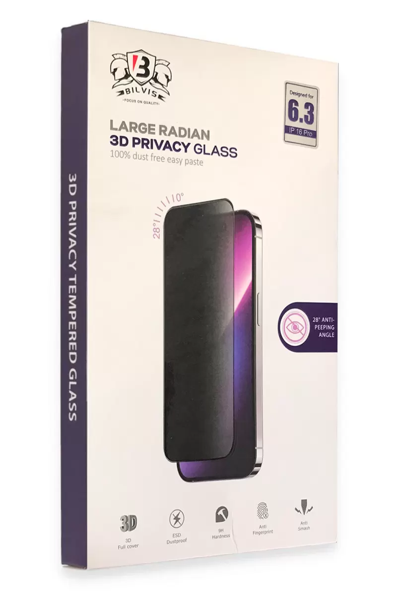 Newface Apple iPhone 15 Pro Bilvis 3D Radian Hayalet Cam Ekran Koruyucu
