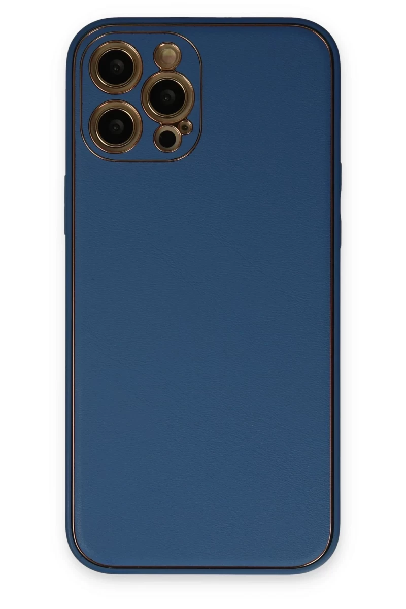 Newface Apple iPhone 12 Pro Max Kılıf Coco Deri Silikon Kapak - Açık Mavi