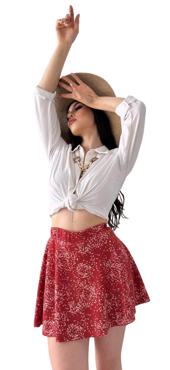 Krinkıl Şortlu Etek - KİREMİT