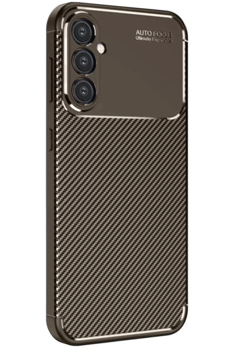 Newface Samsung Galaxy A16 5G Kılıf Auto Focus Karbon Kapak - Kahverengi
