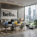 100x35 cm Dev Boy ''hello.'' Yazılı Kırılmaz Pleksi Ayna - Premium Ofis ve Villa Antre Dekoru