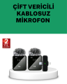 Canlı Yayın ve Video Çekimleri İçin Çiftli Kablosuz Yaka Mikrofon