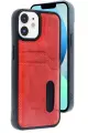 Newface Apple iPhone 11 Kılıf Sara Kartvizitli Deri Kılıf - Kırmızı