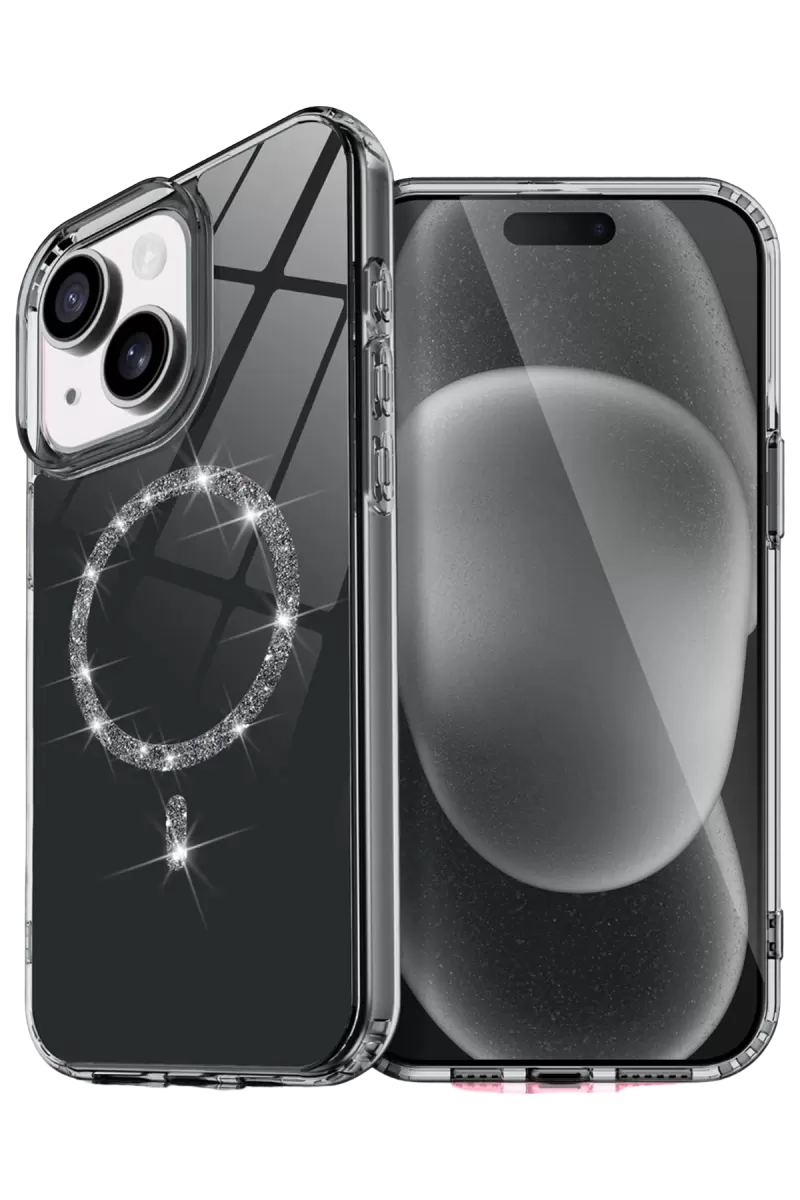 Newface Apple iPhone 14 Live Diamond Magsafe Kapak - Siyah