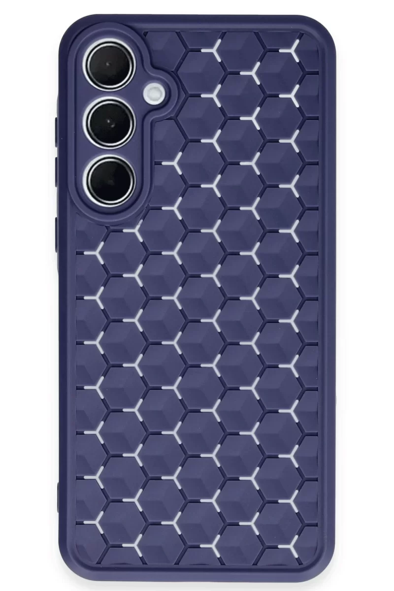 Newface Samsung Galaxy A35 5G Kılıf Petek Silikon Kapak - Lacivert