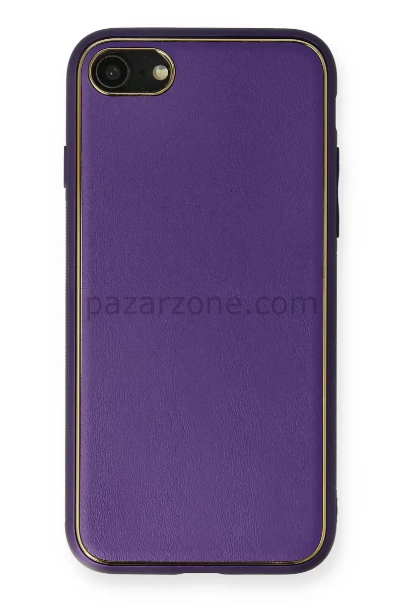 Newface Apple iPhone 7 Kılıf Coco Deri Silikon Kapak - Mor