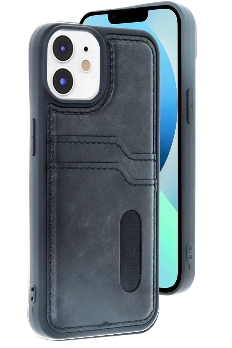 Newface Apple iPhone 11 Kılıf Sara Kartvizitli Deri Kılıf - Siyah