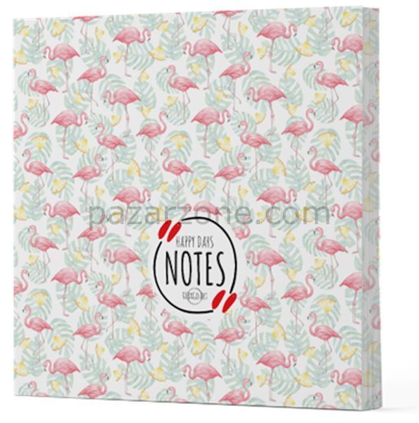 Flamingo 3 - Çizgisiz Yan Boyamalı Defter