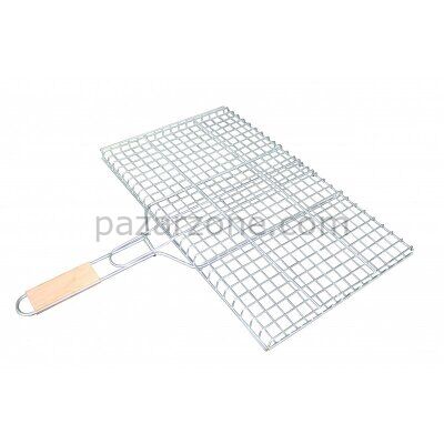 Orta Boy Mangal Izgarası - 40x30 cm - Ahşap Saplı