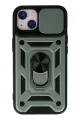 Newface Apple iPhone 15 Kılıf Pars Lens Yüzüklü Silikon - Yeşil