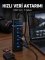 USB 3.0 Çoklayıcı 7 Port Yüksek Hızlı Veri Aktarım
