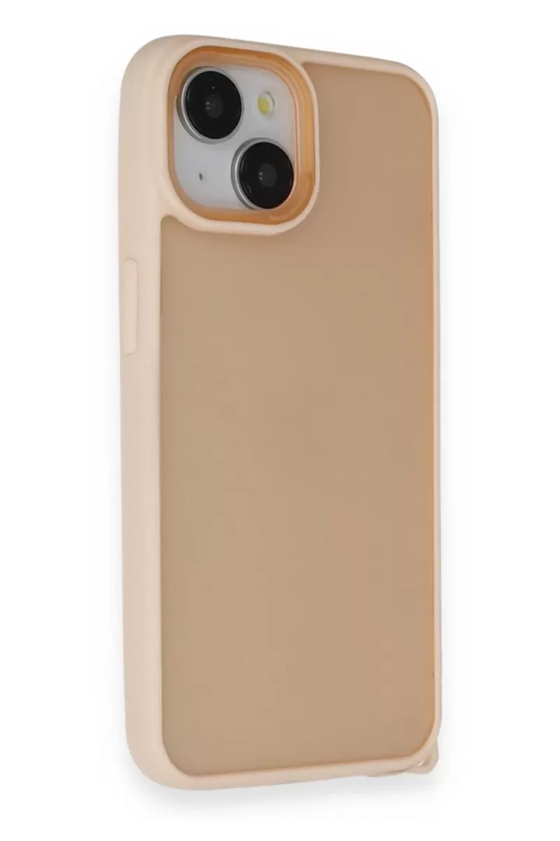 Newface Apple iPhone 14 Kılıf Elegant Kapak - Pudra