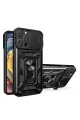 Newface Apple iPhone 16 Pro Kılıf Pars Lens Yüzüklü Silikon - Siyah