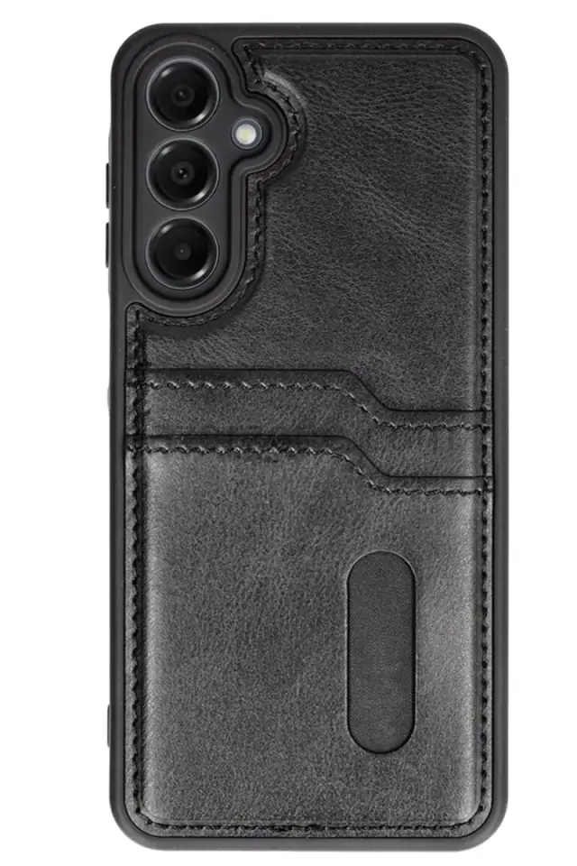 Newface Samsung Galaxy A35 5G Kılıf Sara Kartvizitli Deri Kılıf - Siyah