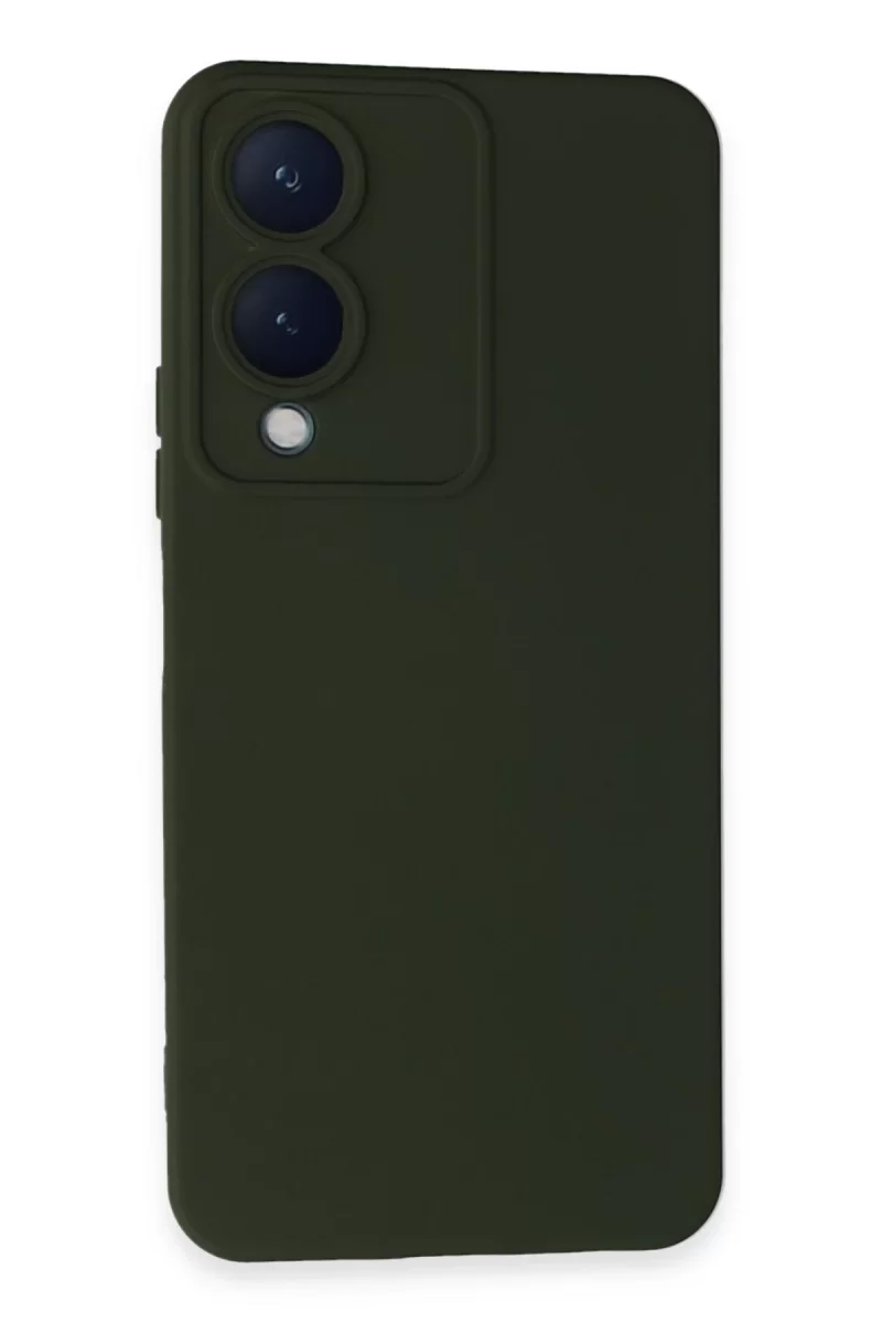 Newface Vivo Y17S Kılıf Nano içi Kadife Silikon - Koyu Yeşil