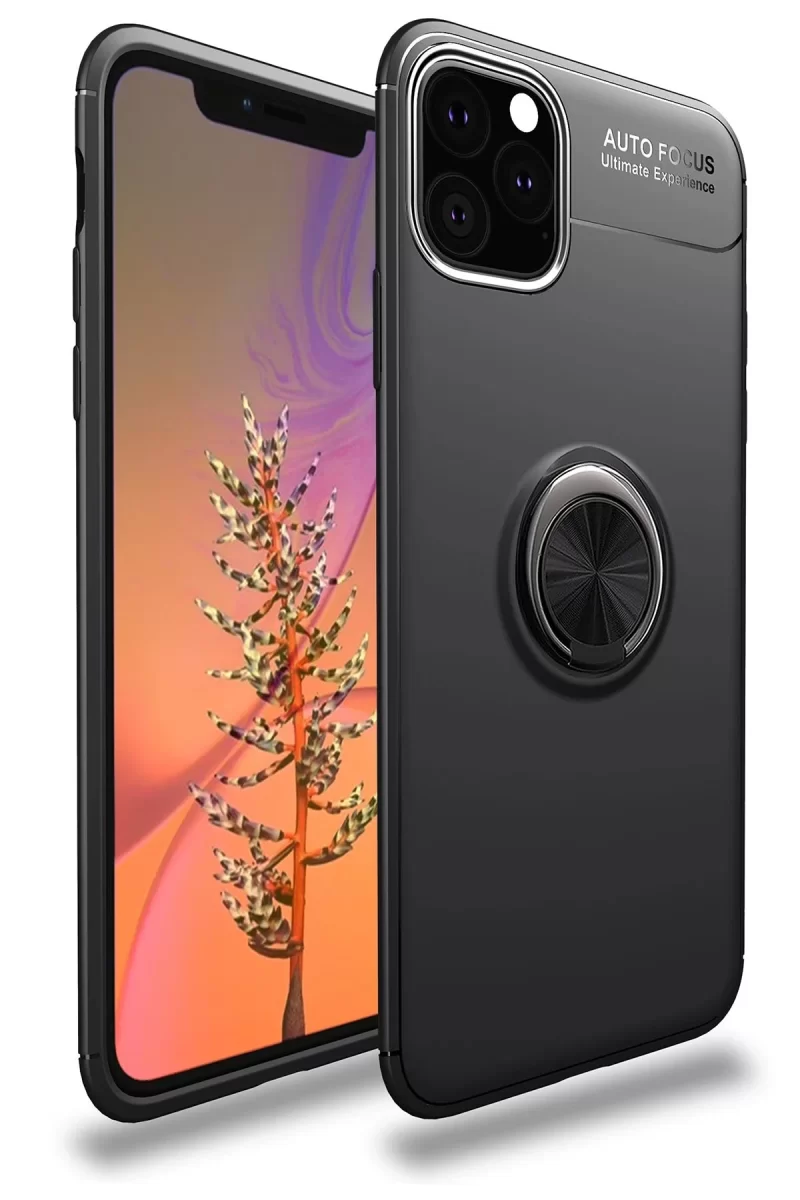 Newface Apple iPhone 11 Pro Kılıf Range Yüzüklü Silikon - Siyah