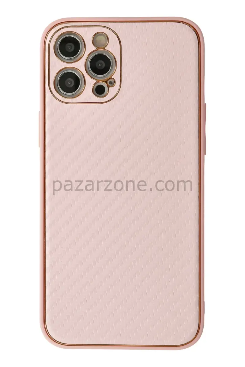 Newface Apple iPhone 12 Pro Max Kılıf Coco Karbon Silikon - Pembe