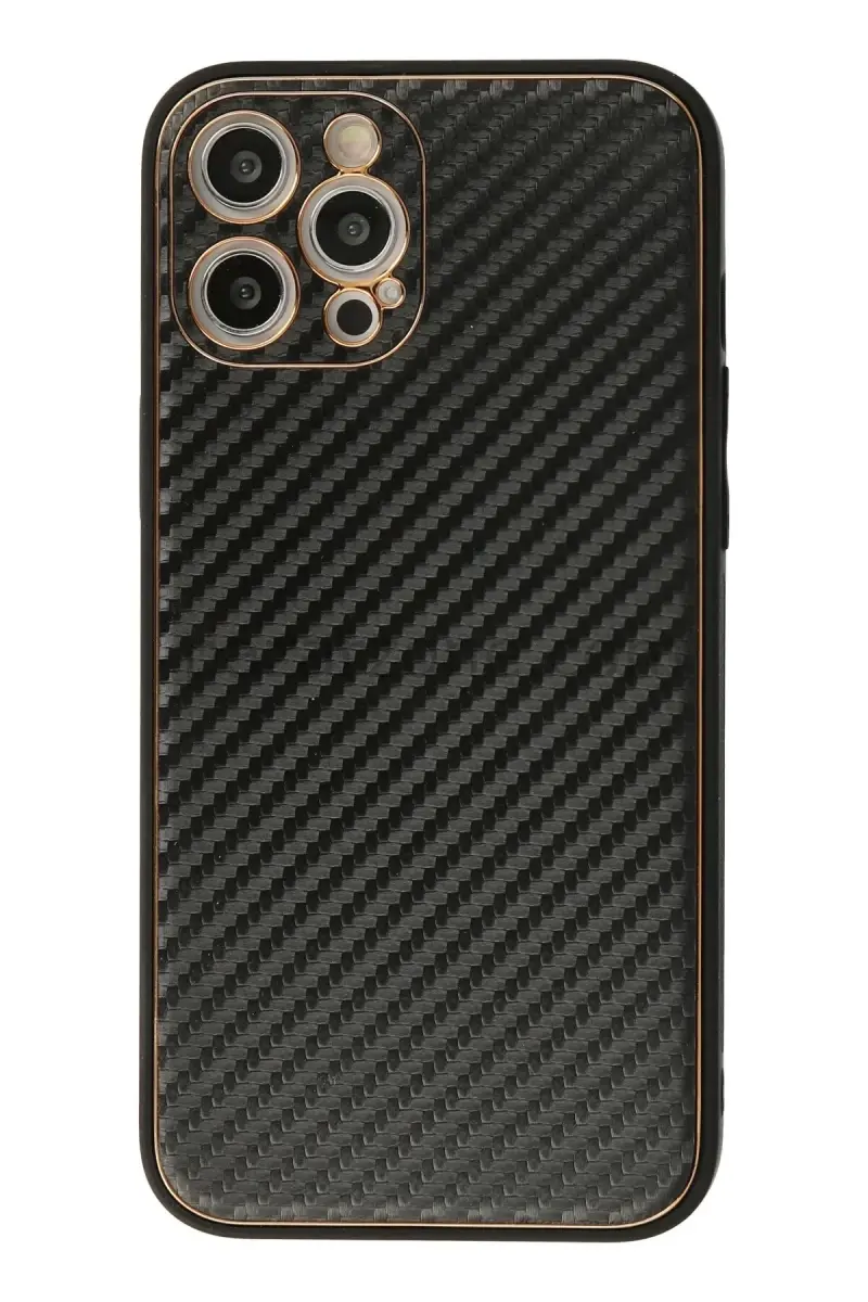 Newface Apple iPhone 12 Pro Max Kılıf Coco Karbon Silikon - Siyah