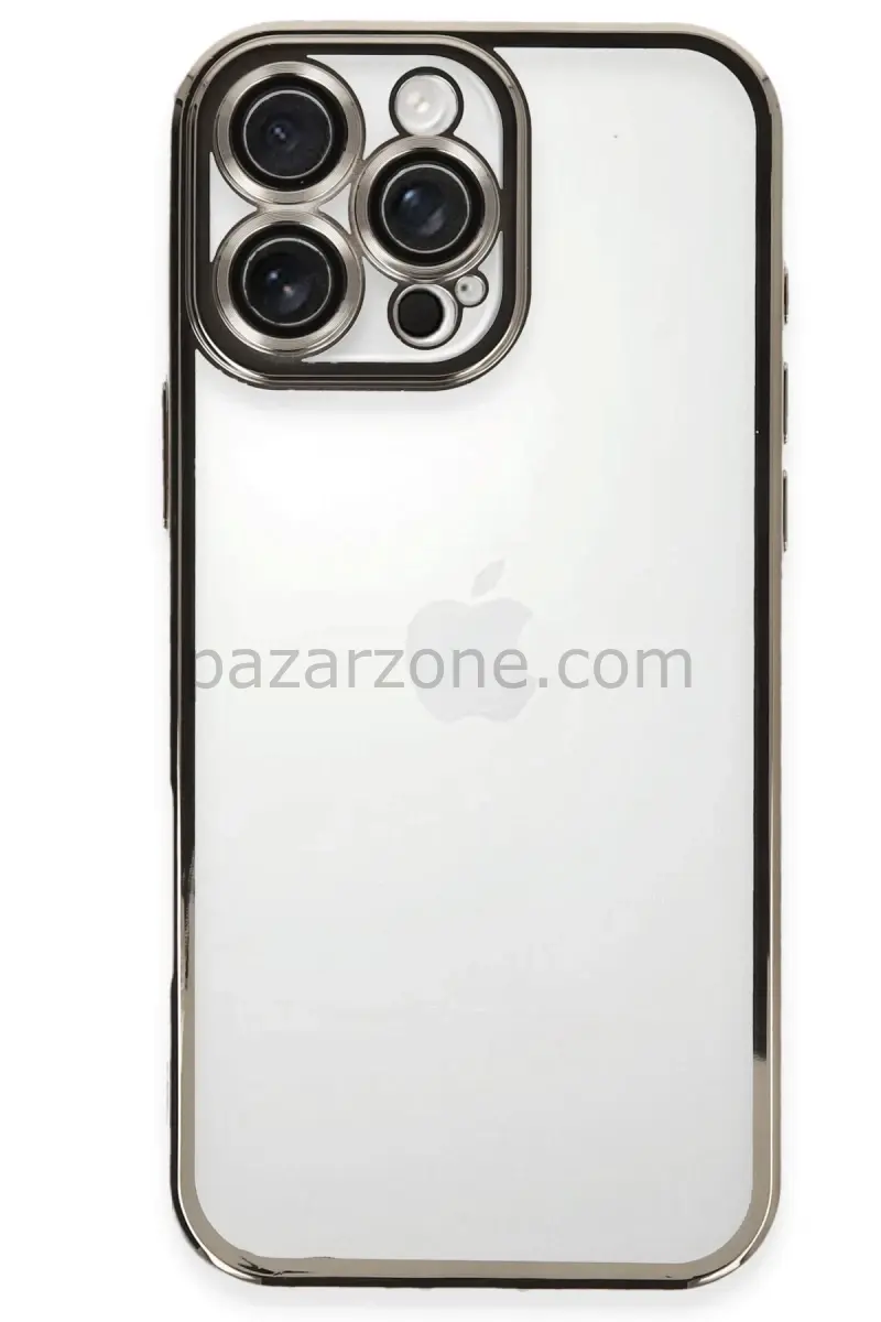 Newface Apple iPhone 16 Pro Kılıf Razer Lensli Silikon - Titanyum Gri