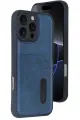 Newface Apple iPhone 16 Pro Kılıf Sara Kartvizitli Deri Kılıf - Lacivert