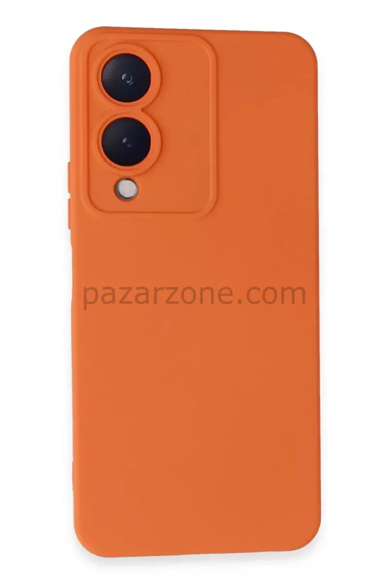 Newface Vivo Y17S Kılıf Nano içi Kadife Silikon - Turuncu
