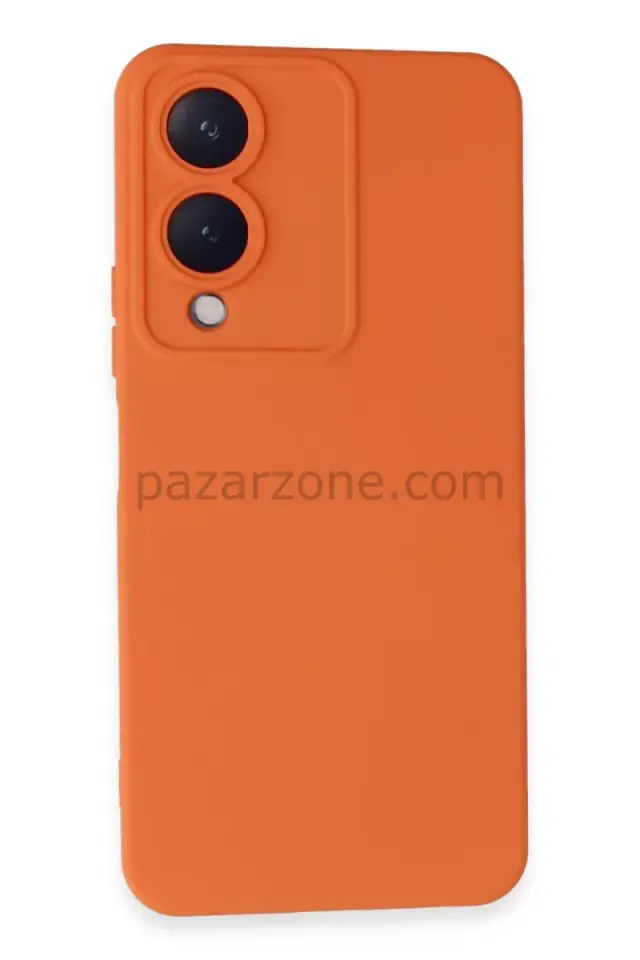 Newface Vivo Y17S Kılıf Nano içi Kadife Silikon - Turuncu