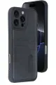 Newface Apple iPhone 16 Pro Kılıf Sara Kartvizitli Deri Kılıf - Siyah