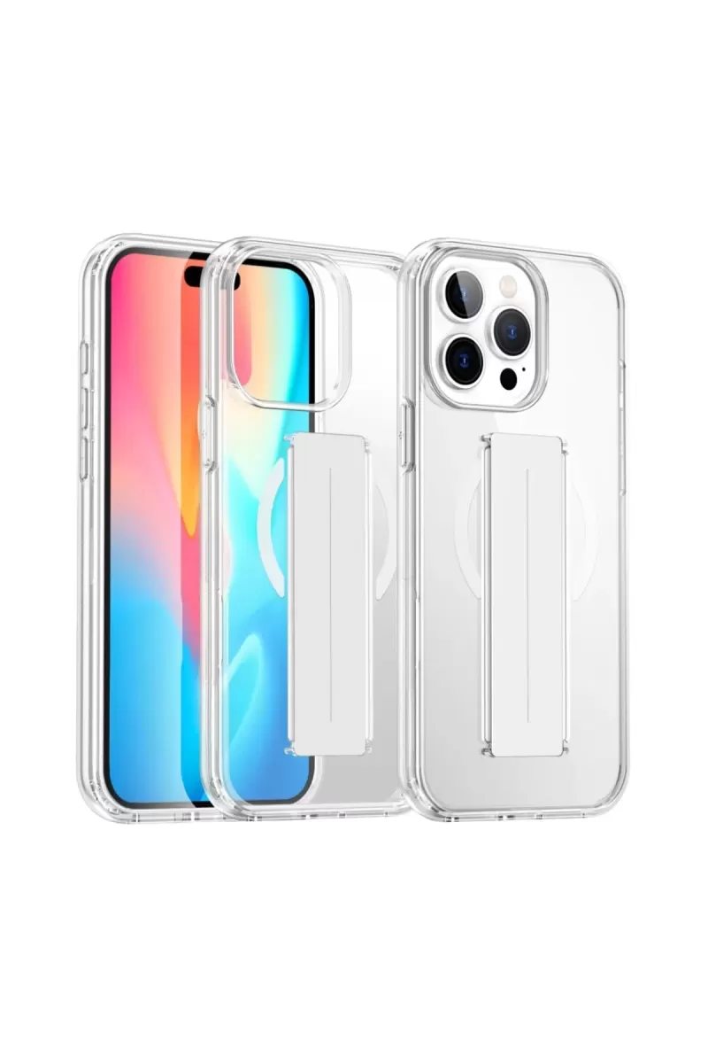 Joko Apple iPhone 15 Pro Max Kılıf Alfa Magsafe Standlı Kapak - Şeffaf
