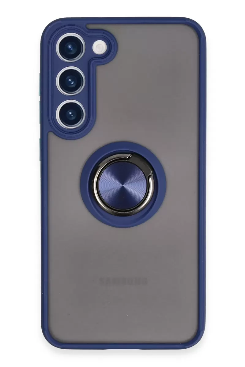 Newface Samsung Galaxy S23 Plus Kılıf Montreal Yüzüklü Silikon Kapak - Lacivert