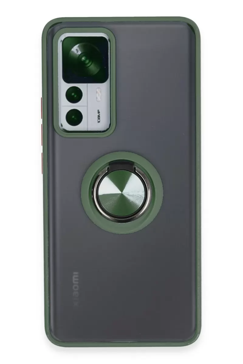 Newface Xiaomi Mi 12T Pro Kılıf Montreal Yüzüklü Silikon Kapak - Yeşil