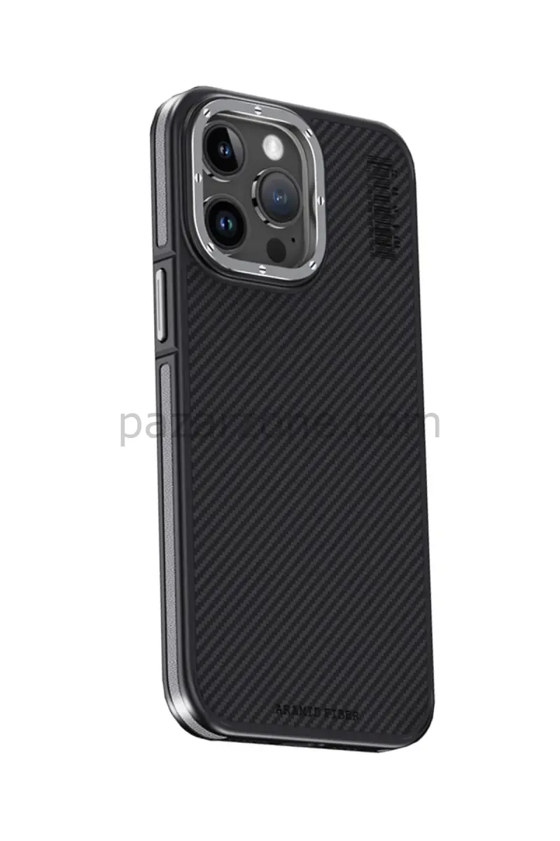 Joko Apple iPhone 15 Pro Max Kılıf Aramid 600D Kevlar Karbon Fiber Magsafe Kapak - Gri
