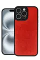 Newface Apple iPhone 16 Pro Max Kılıf Aras Deri Kapak - Kırmızı