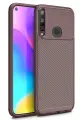 Newface Huawei P40 Lite E Kılıf Auto Focus Karbon Kapak - Kahverengi