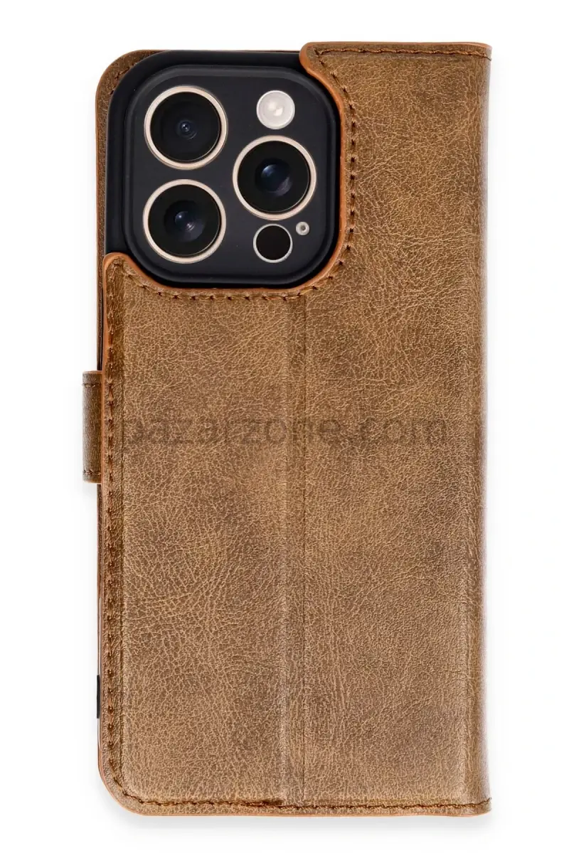 Newface Apple iPhone 16 Pro Kılıf Trend S Plus Kapaklı Kılıf - Taba