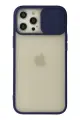 Newface Apple iPhone 12 Pro Max Kılıf Palm Buzlu Kamera Sürgülü Silikon - Lacivert